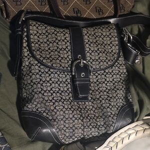 Coach quick list for show Monogram Crossbody Shoulder Bag in Black and Beige